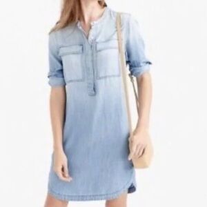 J Crew Drapey Chambray Shirt Dress Denim Size Small